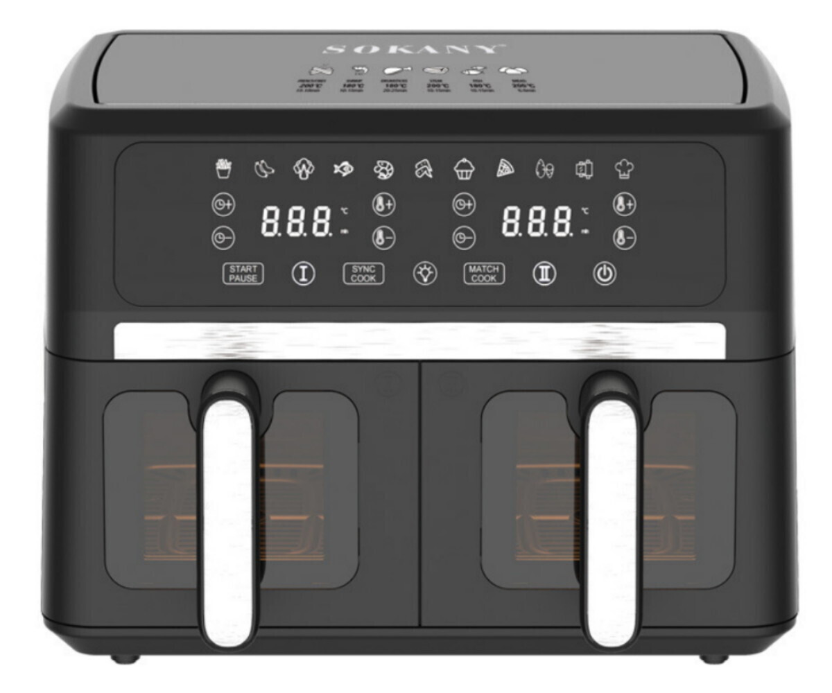 Newest Air Fryer με Διπλό Αποσπώμενο Κάδο 11lt Μαύρο SK-10055